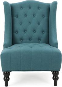 img 1 attached to Удобное и стильное кресло для клуба Christopher Knight Home Toddman с высокой спинкой, выполненное из темно-морской ткани: непревзойденный комфорт и элегантность.