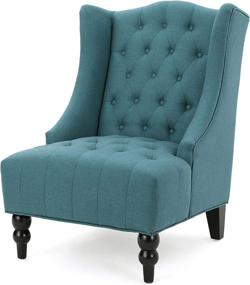 img 4 attached to Удобное и стильное кресло для клуба Christopher Knight Home Toddman с высокой спинкой, выполненное из темно-морской ткани: непревзойденный комфорт и элегантность.