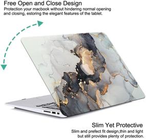 img 3 attached to 💻 KEROM MacBook Pro 13 Inch Case 2021-2016 Release M1 A2338 A2289 A2251 A2159 A1989 A1706 A1708 Touch Bar, Blue Gold Marble: Hard Shell Case & Keyboard Cover