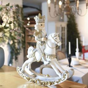 img 3 attached to 🎅 Newman House Studio King-Nutcracker Rocking-Horse - Christmas Decoration Collectible Holiday Decor - White and Gold - 16.9L x 5.3W x 19.7H inch - Buy Now!