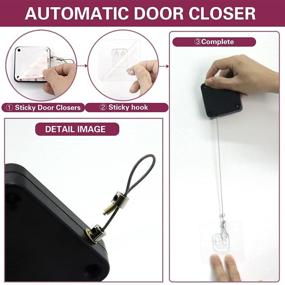 img 1 attached to 🚪 Effortless and Versatile: KAKALUOTE Punch-Free Automatic Sensor Door Closer with Drawstring (2 Pack)