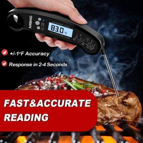 img 3 attached to 🌊 Waterproof Left Hand Instant Read Meat Thermometer with LCD Folding Fast Probe, Whit Backlight & Calibration Function - Ideal for Food, Cooking, Candy, Kitchen, BBQ, and Grilling in Black