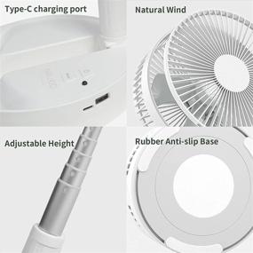 img 2 attached to Portable Desk Fan: Rechargeable Battery Operated USB Travel Fan with Remote, Adjustable Foldable Stand, 4 Speed Settings, Phone Holder