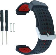 colapoo силиконовый ремешок мягкий браслет совместимый с garmin forerunner 235/235 lite/220/230/620/630/735xt/умные часы для мужчин и женщин (черный/красный) логотип