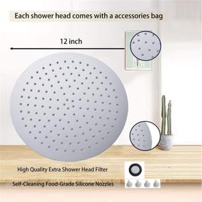 img 2 attached to 🚿 Enhance Your Shower Experience with Yifinessyi 12 Inch Round Stainless Steel High Pressure Shower Head for Rainfall Effects and Extension Arm, Brushed Nickel