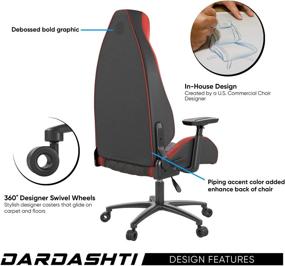 img 2 attached to 🎮 Commercial Grade Atlantic Dardashti Gaming Chair - BIFMA X5.1 Tested, Next-Gen Ergonomic Design, Race Car Inspired Black with Red Accent, PN78050357