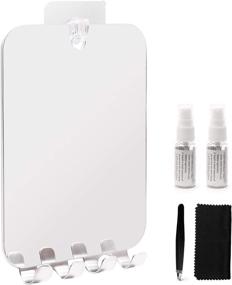 img 4 attached to 🪞 RRtide Fogless Glass Mirror - Anti Fog Shaving Mirror for Shower with Razor Holder - Seamless Hooks - Lightweight Portable Wall Hanging Bathroom Accessories for Men & Women (Small 5.5x7.5 inches)