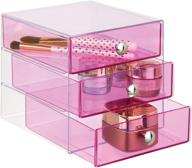 🎀 idesign pink 3-drawer jewelry box: compact storage for cosmetics, hair care, office, and more - 6.5" x 6.5" x 6.5 logo