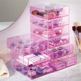 img 1 attached to 🎀 iDesign Pink 3-Drawer Jewelry Box: Compact Storage for Cosmetics, Hair Care, Office, and More - 6.5" x 6.5" x 6.5