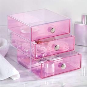 img 2 attached to 🎀 iDesign Pink 3-Drawer Jewelry Box: Compact Storage for Cosmetics, Hair Care, Office, and More - 6.5" x 6.5" x 6.5