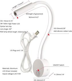 img 3 attached to Проводной прикроватный настенный светильник для чтения Бра Лампа 3 Вт Простая установка AC85-265V (белый корпус