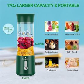 img 3 attached to 🍹 Portable Blender, Vaeqozva Personal-Sized Juice Cup with 6 Advanced 3D Blades, 4000mAh USB Rechargeable Mini Blender, 17Oz Smoothie and Shake Maker, Ideal for Home, Gym, Office, and Outdoor Use