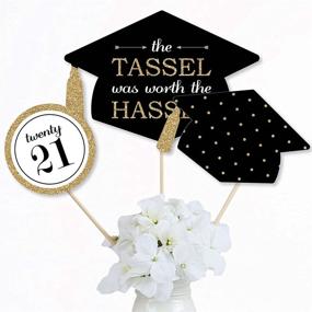 img 3 attached to Gold Graduation Party Centerpiece Sticks - Tassel Worth The Hassle - 2021 - Set of 15 - Big Dot of Happiness