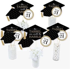 img 4 attached to Gold Graduation Party Centerpiece Sticks - Tassel Worth The Hassle - 2021 - Set of 15 - Big Dot of Happiness