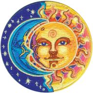 🌙 vibrant applique moon and sun patch: half blue, half yellow logo