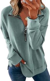 img 4 attached to PRETTYGARDEN Women's Casual Quarter-Zip Pullover - Long Sleeve Collar Sweatshirt - Solid Activewear Running Jacket