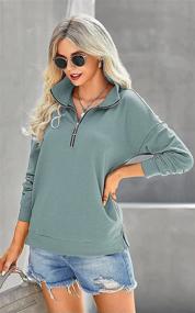 img 1 attached to PRETTYGARDEN Women's Casual Quarter-Zip Pullover - Long Sleeve Collar Sweatshirt - Solid Activewear Running Jacket