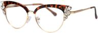 🕶️ stylish cateye reading glasses for women - soolala anti-blue light lens with rhinestones logo