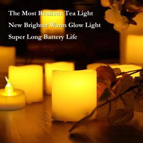 img 2 attached to 🕯️ Homemory 12-Pack Flameless Votive Candles with Timer Remote Control - Long Lasting Flickering Battery Operated Tealight for Wedding, Table, Festival, Halloween, Christmas Decorations in Warm Yellow