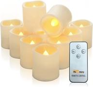 🕯️ homemory 12-pack flameless votive candles with timer remote control - long lasting flickering battery operated tealight for wedding, table, festival, halloween, christmas decorations in warm yellow logo