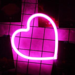 img 2 attached to 💖 Heart-shaped Neon Sign, Decorative LED Neon Light for Table, Bedroom, and Wall – Battery or USB Operated