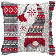 🎁 lapatain latch hook kits for diy throw pillow cover - handcrafted crochet cushion cover 15.7x15.7inch with christmas hat design логотип
