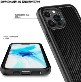 img 2 attached to 📱 E-Began iPhone 12 Case, iPhone 12 Pro Case (6.1 inch, 2020) Full-Body Protective Shockproof Rugged Black Bumper Cover - Carbon Fiber with Built-in Screen Protector, Impact Resist Durable Phone Case