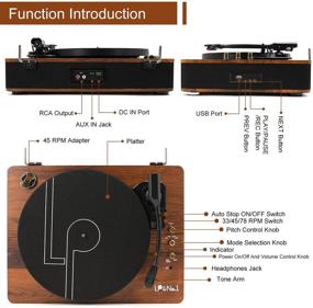 img 3 attached to 🎵 LP&NO.1 Проигрыватель - Классический Bluetooth-виниловый проигрыватель с функцией записи на USB, 3 скорости вращения пластинок, регулировкой тона, поддержка 3 размеров пластинок - отделка в махагоне.