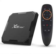 📺 upgraded x96 max+ android tv box 4gb ram 64gb rom, amlogic s905x3 quad-core, 2.4g + 5.8g wifi, 1000m lan, bluetooth 4.0, 4k 60fps hdr, 2.4g voice remote control - android 9.0 logo