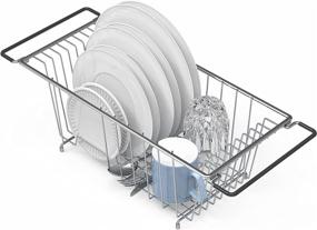 img 4 attached to 🍽 Chrome Over Sink Counter Top Dish Drainer Drying Rack by Simple Houseware