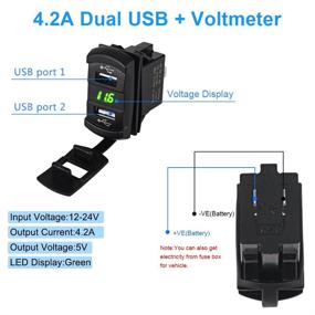 img 2 attached to Водонепроницаемый морской двойной USB автомобильное зарядное устройство адаптер розетка с LED-цифровым вольтметром - 5В 4,2А для универсального переключателя Rocker лодочного RV-транспортного средства