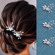 💍 heread crystal bride wedding hair pins: silver flower bridal head piece with pearl accessories for women and girls - pack of 3 (a silver) logo