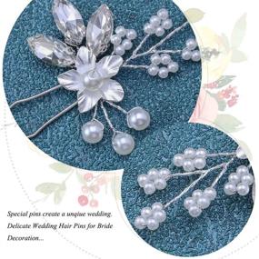 img 1 attached to 💍 Heread Crystal Bride Wedding Hair Pins: Silver Flower Bridal Head Piece with Pearl Accessories for Women and Girls - Pack of 3 (A Silver)