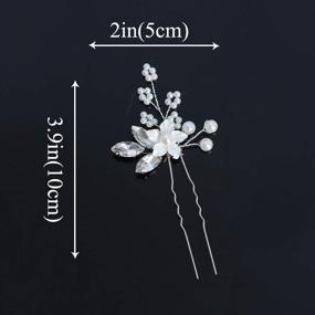 img 3 attached to 💍 Heread Crystal Bride Wedding Hair Pins: Silver Flower Bridal Head Piece with Pearl Accessories for Women and Girls - Pack of 3 (A Silver)