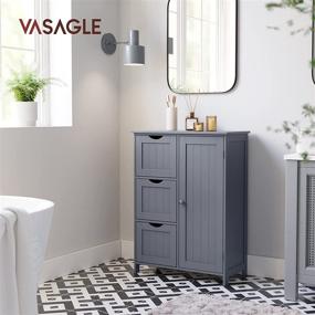 img 3 attached to Spacious Gray Bathroom Storage Cabinet: VASAGLE Floor Cabinet with 3 Drawers and Adjustable Shelf - 23.6 x 11.8 x 31.9 Inches (UBBC049G01)