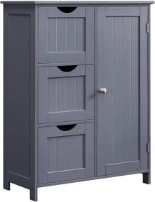 img 4 attached to Spacious Gray Bathroom Storage Cabinet: VASAGLE Floor Cabinet with 3 Drawers and Adjustable Shelf - 23.6 x 11.8 x 31.9 Inches (UBBC049G01)