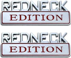 img 2 attached to GLAAPER 2 Pack Redneck Edition Exterior Emblem CAR Truck Boat Decal Logo Replacement For F-150 F250 F350 Silverado RAM 1500（Chrome/Red）