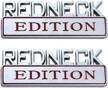 glaaper 2 pack redneck edition exterior emblem car truck boat decal logo replacement for f-150 f250 f350 silverado ram 1500（chrome/red） logo