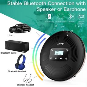 img 3 attached to 🎧 HOTT CD903TF Портативный CD-плеер с Bluetooth - перезаряжаемый персональный компакт-диск плеер 1800 мАч с FM-передатчиком, сенсорными кнопками и подсветкой дисплея - идеально подходит для использования дома, в путешествиях и в автомобиле.