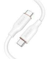 🔌 anker powerline iii flow usb-c to usb-c cable, 100w 3ft, fast charging usb 2.0 type c cable for macbook pro 2020, ipad pro 2020, ipad air, galaxy s20, pixel, switch, lg - cloud white logo