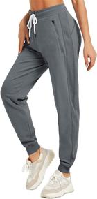 img 3 attached to 🩳 PULI Ladies Workout Sweatpants - Cotton Joggers with Ribbed Splicing, Lounge Sweat Pants featuring Zippered Pocket