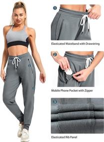 img 1 attached to 🩳 PULI Ladies Workout Sweatpants - Cotton Joggers with Ribbed Splicing, Lounge Sweat Pants featuring Zippered Pocket