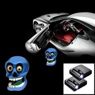🚪 pair of blue skull 3d ghost shadow wireless door sensor lights, led laser door shadow light suitable for ford, audi, vw, dodge, toyota, honda vehicles logo