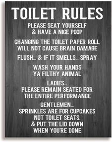 img 3 attached to Vintage Woodgrain Background Bathroom Rules D