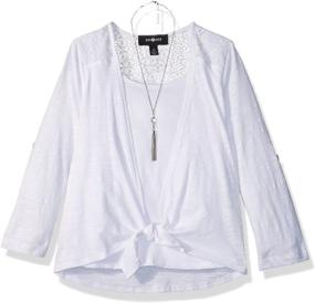 img 1 attached to 👚 Stylish Amy Byer Girls' 2-Fer Top: Tie-Front Detail, Lace Back