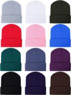 🧢 cozy and warm knit hat beanie hats: zhanmai 12 pieces knitted cuffed skull caps for adults and kids logo