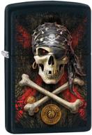 🔥 zippo custom lighter: anne stokes pirate skull - black matte 78819 - stylish and unique fire companion logo