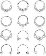 orazio 12pcs 16g septum rings: trendy stainless steel cartilage earrings for women and men logo