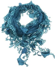 img 1 attached to 🧣 Stylish Leafy Lace Scarf with Tassels for Women - AN Fashion