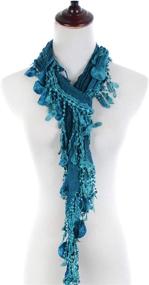 img 3 attached to 🧣 Stylish Leafy Lace Scarf with Tassels for Women - AN Fashion